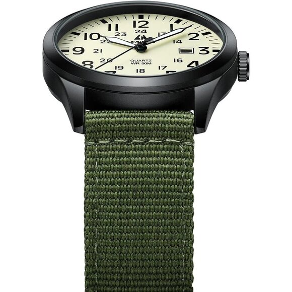 Men's Military Field Watch, Analog Quartz, Waterproof, Nylon Band, Sports Watch - Picture 4 of 9
